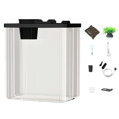 Acrylfischtank - Comppact Aquarium Kit, Duraable Clear Fish Habitat | Schlanker Acrylwinzentank Mit Kunstpflanzen, Desktop-, Wartungsarmer Für Betta-Fische, 8,86x5,91 X 11,02i von Fmzrbnih