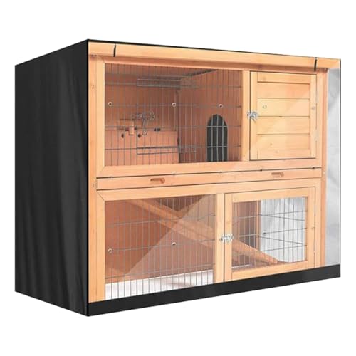 Bunny Hutch Protector - 122x50x105 Cm Käfigabdeckung, Oxford -Staubschutzschild, Doppelschichtstruktur Mit Reißverschlussfenster | Kaltes Wetter Im Freien Für Patio Rasengarten Und Hof Kaninchen von Fmzrbnih