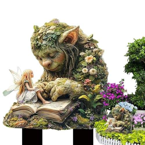 Fairy Garden Stakes - Statuen 'Mann' Baum, Erdeinführungsornament | Set für den Außenbereich, langlebige 2D-Acryl-Dekoration, Display für Blumentopf, Skulptur von G von Fmzrbnih