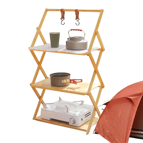 Faltbare Campingregale - Compaact Campingregal Klapptisch, Camping -Lagerregale | Multti -Tier -Camping -Racks, trage resistente Zeltregale für die Nutzung im Freien und nach Hause von Fmzrbnih