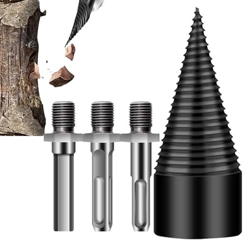 Feuerholz Spalter Bohrerspitze - Stahl Kaminholz Spalter Bohrerkopf,Robustes Abnehmbares Zubehör Für Männer Haus Outdoor Camping Walnuss Eiche von Fmzrbnih