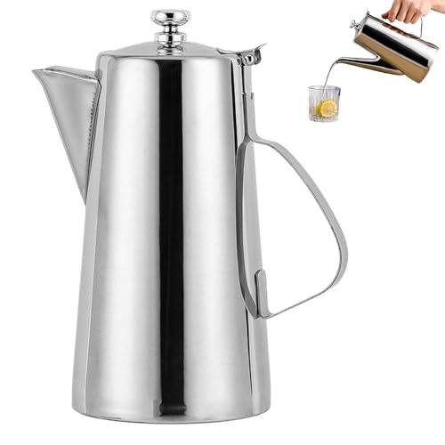 Getränkekrugkessel - 2L kaltes Getränk, Edelstahlwasserkrug | Multi -Use -Saft- und Teebehälter mit Deckel und Ausguss, Durral Metal -Getränkkrug für Hotel, Bar, Café, Restaurant & Home von Fmzrbnih