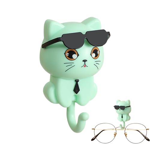 Katzenkleber -Wandhaken - Tierwandhaken, Non -Bohrer -Kleiderbügel | Lange anhaltende süße Katzen -Sonnenbrille, verfolglose Hängshaken, Bad Organizer, Einkaufstaschenhalter, lustige dekorative Hausti von Fmzrbnih