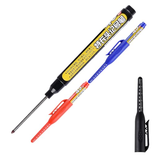 KonstruktionsmarkerStift - 3PCS Long Nib Marker, wasserdichtes Werkzeug | Langlebiger Gebrauch im Freien im Freien, Holzmetallmarkerfür tiefe Löcher, duraierbares Präzisionskonstruktionszubehör für von Fmzrbnih