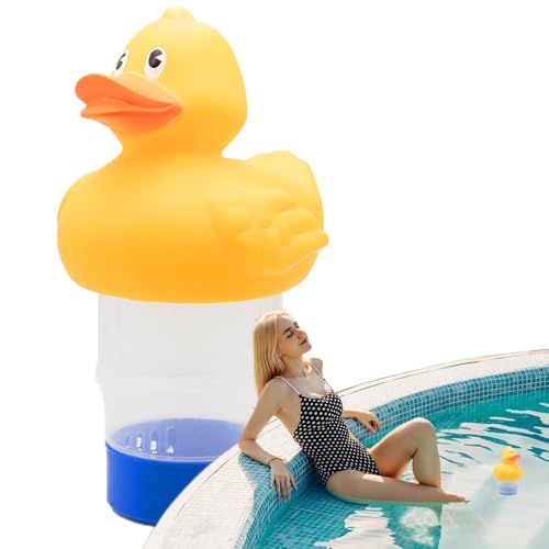 Pool-Chlor -Spender - Müheloser schwimmender Tablettenhalter, Verstellbarer Spender, Entenform -Chlor -Float | Chemieinhalter des durabaren Pools, einfach zu verwendender Wasserhonentatskräfte für di von Fmzrbnih