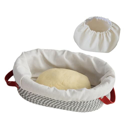 Proofing Bowl - bequemer Brotkorb, Teigbox, runde ovale Sauerteig -Proof -Schüssel mit Stoff Liner Abdeckung Doppelgriff | Küchenhilfe -Container -Fermentationsinstrument für Gebäcklagerungen Proofing Bowl - bequemer Brotkorb, Teigbox, runde ovale Sauerteig -Proof -Schüssel mit Stoff Liner Abdeckung Doppelgriff | Küchenhilfe -Container -Fermentationsinstrument für Gebäcklagerungen von Fmzrbnih