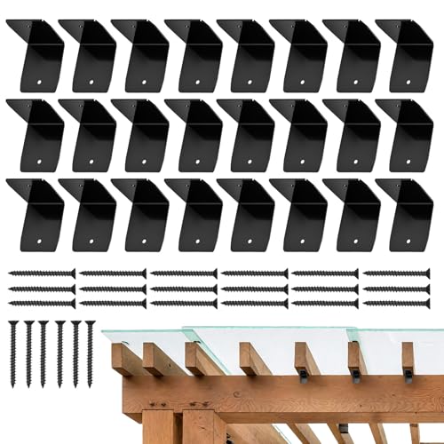 Rafter Clips,12 Stück Dachverbinder Winkelverbinder - Schwarze Hochbelastbare Dachverbinder Hardware für Pergola Pavillon Geländer Decke Schuppen Balken von Fmzrbnih