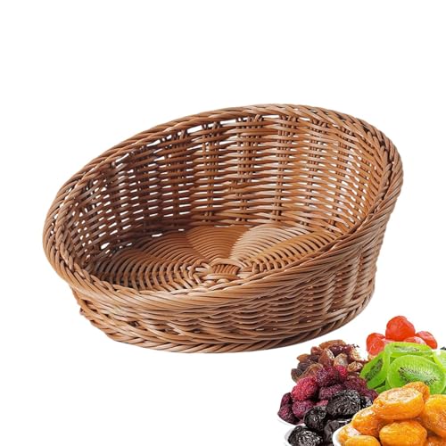 Schräggeweber Korb - Weidenbrotfruchtschale, Rattan Utility Organizer | Tragbarer Tabletop -Snack -Displayhalter, Mehrzweck -Dekorationsküchen -Aufbewahrungsschale Für Kekse Canddy Keys Brieftaschen F von Fmzrbnih