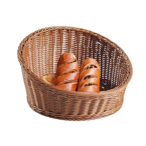 Schräggeweber Korb - Weidenbrotfruchtschale, Rattan Utility Organizer | Tragbarer Tabletop -Snack -Displayhalter, Mehrzweck -Dekorationsküchen -Aufbewahrungsschale Für Kekse Canddy Keys Brieftaschen F von Fmzrbnih
