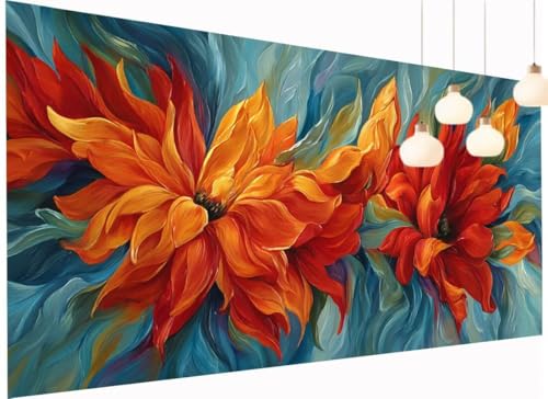 Diamond Painting Erwachsene Kinder Abstrakt Diamant Painting Bilder Blume, DIY 5D Crystal Art Mosaik Bastelset Erwachsene mit Diamond-Painting Zubehör für Wand Dekor Geschenk Mädchen 70x140 cm S2-1130 von Fneuexng