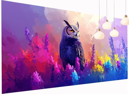 Diamond Painting Erwachsene Kinder Blume Diamant Painting Bilder Eule, DIY 5D Crystal Art Mosaik Bastelset Erwachsene mit Diamond-Painting Zubehör für Haus Wand Dekor Geschenk Mädchen 40x90 cm S2-1186 von Fneuexng