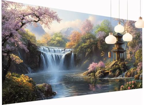 Diamond Painting Erwachsene Kinder Fallen Diamant Painting Bilder Pavillon,DIY 5D Crystal Art Mosaik Bastelset Erwachsene mit Diamond-Painting Zubehör für Wand Dekor Geschenk Mädchen 80x160 cm S2-1145 von Fneuexng