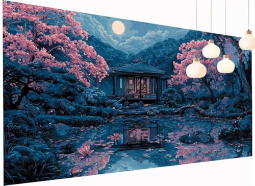 Diamond Painting Erwachsene Kinder Landschaft Diamant Painting Bilder Pavillon, DIY 5D Crystal Art Mosaik Bastelset Erwachsene Diamond-Painting für Haus Wand Dekor Geschenk Mädchen 40x80 cm S2-1146 von Fneuexng