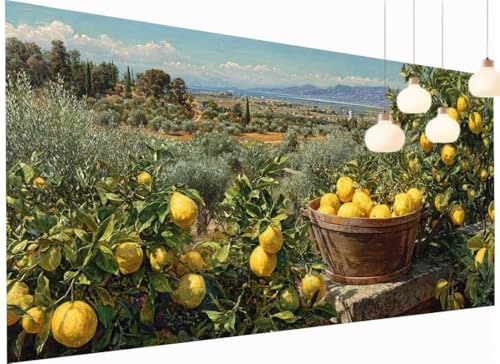 Diamond Painting Erwachsene Kinder Obst Diamant Painting Bilder Zitrone, DIY 5D Crystal Art Mosaik Bastelset Erwachsene mit Diamond-Painting Zubehör für Wand Dekor Geschenk Mädchen 40x80 cm S2-1121 von Fneuexng