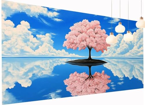Diamond Painting XXL 50x100 cm, Diamant Painting Bilder See DIY Baum Diamond-Painting Erwachsene, 5D Mosaik Bastelset Erwachsene Eckige Steine Full Drill Stickerei Arts Craft für Home Decor S2-1127 von Fneuexng