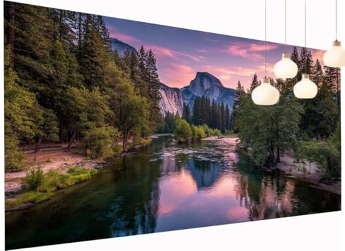 Diamond Painting XXL 70x140 cm, Diamant Painting Bilder Baum DIY See Diamond-Painting Erwachsene, 5D Mosaik Bastelset Erwachsene Eckige Steine Full Drill Stickerei Arts Craft für Home Decor S2-1179 von Fneuexng