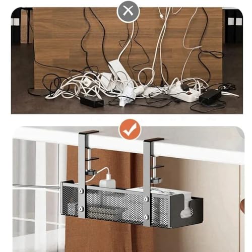 Fnfhsa Kabel-Organizer für Unter Den Schreibtisch - Kabelmanagementbox Aus Netzmaterial Ohne Bohren, Hochbelastbarer Kabelhalter Zur Kabelaufbewahrung Am Schreibtisch A von Fnfhsa