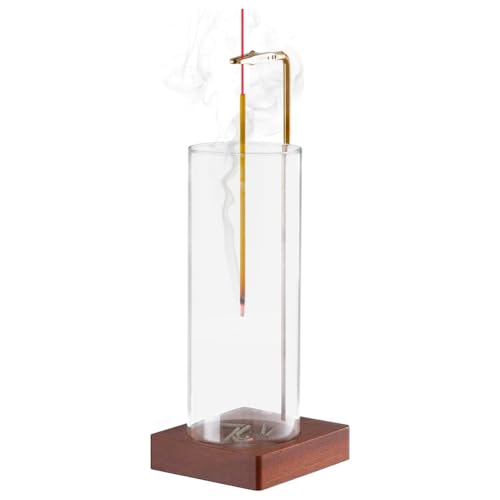 Fnfhsa Räucherstäbchenhalter für Stäbchen, Räucherstäbchenhalter, Aschefänger mit Abnehmbarem Glas [Anti-Aschefliegen], Räucherstäbchenhalter, Einfache Installation, Einfach zu Bedienen von Fnfhsa