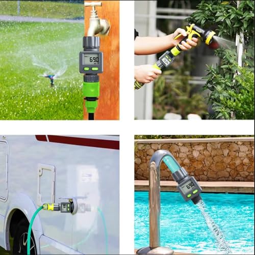 Fnfhsa Wasserdurchflussmesser Misst Gallonen-/Literverbrauch und Durchflussrate für die Bewässerung mit Gartenschläuchen, Wohnmobil-Wassertank-Sprinkler von Fnfhsa