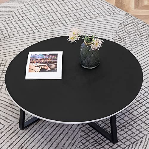 Fnho Tischdecke Größe wählbar,waschbare Küchentischabdeckung,Rundes PVC-Leder-Tischset, ölbeständige und waschbare Tischdecke, schwarz, 50 cm Durchmesser von Fnho