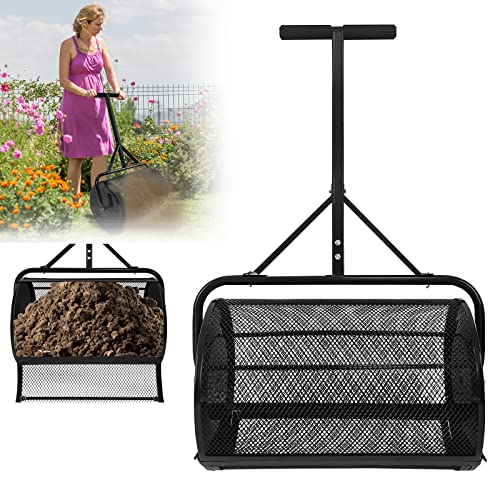 Kompoststreuer 80L, Torfstreuer mit U-Griff, Düngerstreuer Rasen Garten,ideal für Kompost, Dünger, Saat, Torf, Rasen und Gartenstreuer Düngerstreuer von FnnEmg