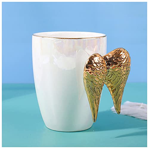 Paar Tasse 380ml Weißer Keramikbecher Vergoldet Griff Engelsflügel Büro Home Kaffee Milch Porzellan Tassen Paar Kreative Getränkegeschenk Tasse (Size : Golden Wings Mug) von FnnEmg
