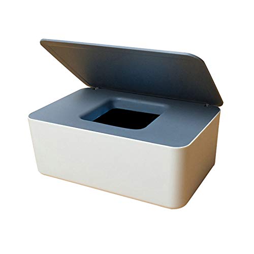 QKFON Aufbewahrungsbox für Feuchttücher, Feuchttücher, für trockene und nasse Seidenpapier, Serviettenhalter, Feuchttücher, Spenderhalter mit Deckel für Zuhause und Büro (Grau-weiß) von QKFON