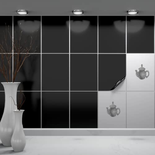 FoLIESEN - Fliesenaufkleber 15x20 cm | selbstklebende Fliesen-Folie für Bad & Küche | entfernbare Klebe-Folie für Wandfliesen Küchenrückwand & Bordüren | 60 Klebefliesen, .:Schwarz glänzend FoLIESEN - Fliesenaufkleber 15x20 cm | selbstklebende Fliesen-Folie für Bad & Küche | entfernbare Klebe-Folie für Wandfliesen Küchenrückwand & Bordüren | 60 Klebefliesen, .:Schwarz glänzend von FoLIESEN