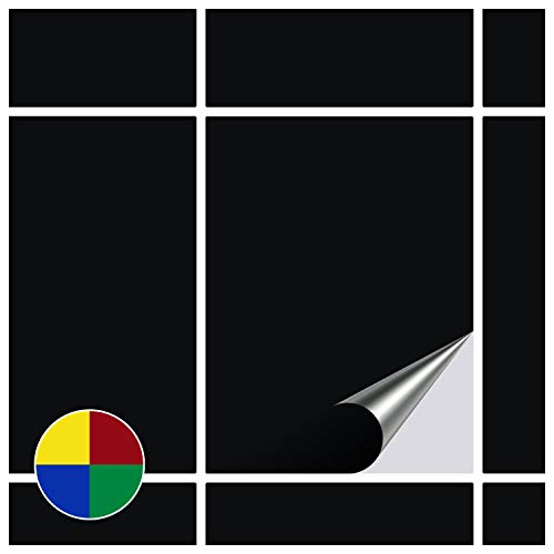 FoLIESEN - Fliesenaufkleber 15x20 cm | selbstklebende Fliesen-Folie für Bad & Küche | entfernbare Klebe-Folie für Wandfliesen Küchenrückwand & Bordüren | 60 Klebefliesen, .:Schwarz matt von FoLIESEN