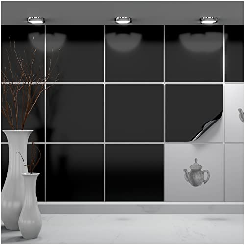 FoLIESEN - Fliesenaufkleber 20x20 cm | selbstklebende Fliesen-Folie für Bad & Küche | entfernbare Klebe-Folie für Wandfliesen Küchenrückwand & Bordüren | 40 Klebefliesen, .:Schwarz glänzend FoLIESEN - Fliesenaufkleber 20x20 cm | selbstklebende Fliesen-Folie für Bad & Küche | entfernbare Klebe-Folie für Wandfliesen Küchenrückwand & Bordüren | 40 Klebefliesen, .:Schwarz glänzend von FoLIESEN