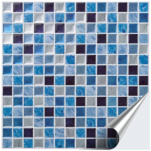 FoLIESEN 3D Fliesenaufkleber für Bad, Küche, Badezimmer - Mosaikfliese Blau - Fliesen-Folie selbstklebend - Mosaik Ocean, -:8 Stück von FoLIESEN