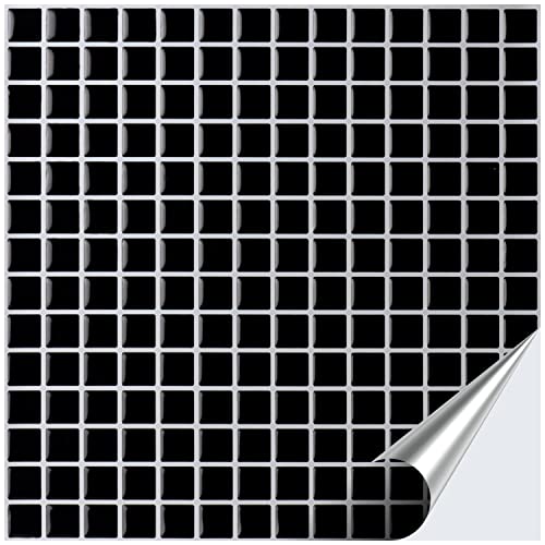 FoLIESEN 3D Fliesenaufkleber für Bad, Küche, Badezimmer - Mosaikfliese Schwarz - Fliesen-Folie selbstklebend - Mosaik Black Diamond, :4 Stück von FoLIESEN
