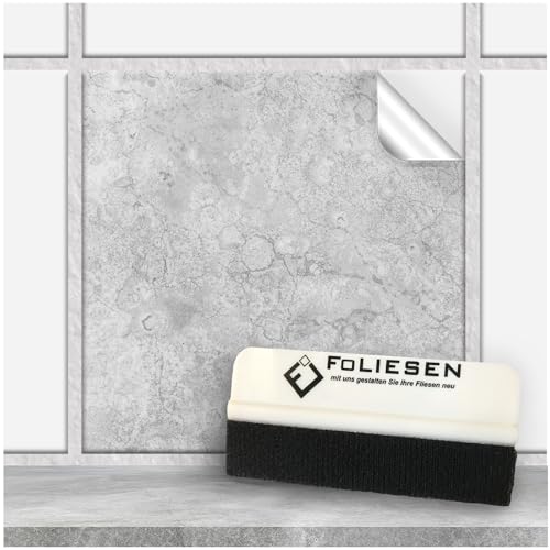 FoLIESEN - Fliesenaufkleber 15x15 cm | selbstklebende Fliesen-Folie für Bad & Küche | Klebe-Folie für Wandfliesen & Küchenrückwände | 100 Klebefliesen + Rakel, Gorreto - 15x15 cm von FoLIESEN