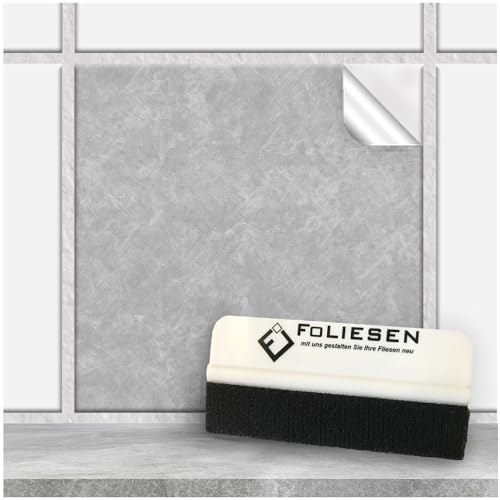 FoLIESEN - Fliesenaufkleber 15x15 cm | selbstklebende Fliesen-Folie für Bad & Küche | Klebe-Folie für Wandfliesen & Küchenrückwände | 100 Klebefliesen + Rakel, Shades of Grey - 15x15 cm von FoLIESEN