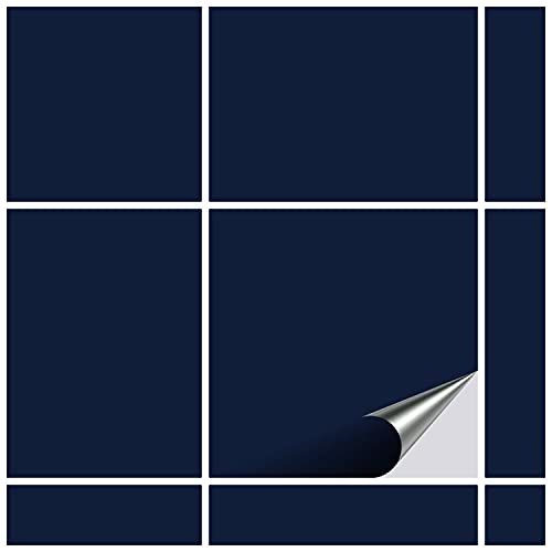 FoLIESEN - Fliesenaufkleber 19,5x19,5 cm | selbstklebende Fliesen-Folie für Bad & Küche | entfernbare Klebe-Folie für Wandfliesen Küchenrückwand & Bordüren | 40 Klebefliesen, .:Tiefseeblau glänzend von FoLIESEN