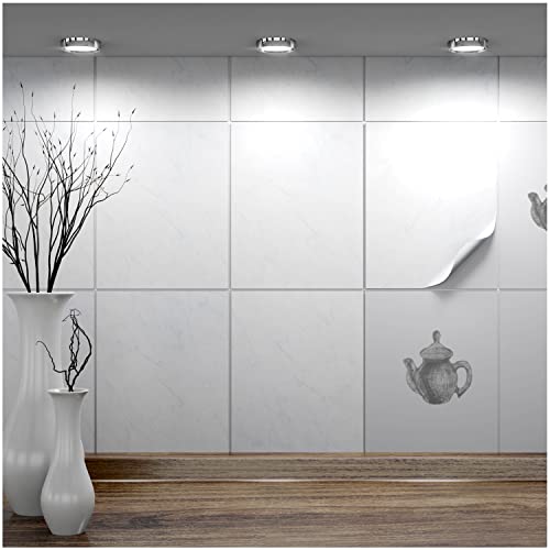 FoLIESEN - Fliesenaufkleber 20x25 cm | selbstklebende Fliesen-Folie für Bad & Küche | entfernbare Klebe-Folie für Wandfliesen Küchenrückwand & Bordüren | 8 Klebefliesen, .:Dekor White Marble FoLIESEN - Fliesenaufkleber 20x25 cm | selbstklebende Fliesen-Folie für Bad & Küche | entfernbare Klebe-Folie für Wandfliesen Küchenrückwand & Bordüren | 8 Klebefliesen, .:Dekor White Marble von FoLIESEN