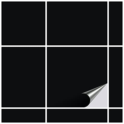 FoLIESEN - Fliesenaufkleber 9,5x9,5 cm | selbstklebende Fliesen-Folie für Bad & Küche | entfernbare Klebe-Folie für Wandfliesen Küchenrückwand & Bordüren | 160 Klebefliesen, .:Schwarz glänzend von FoLIESEN