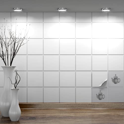 FoLIESEN - Fliesenaufkleber 9,5x9,5 cm | Selbstklebende Fliesen-Folie für Bad & Küche | entfernbare Klebe-Folie für Wandfliesen Küchenrückwand & Bordüren | 160 Klebefliesen, Weiß matt von FoLIESEN