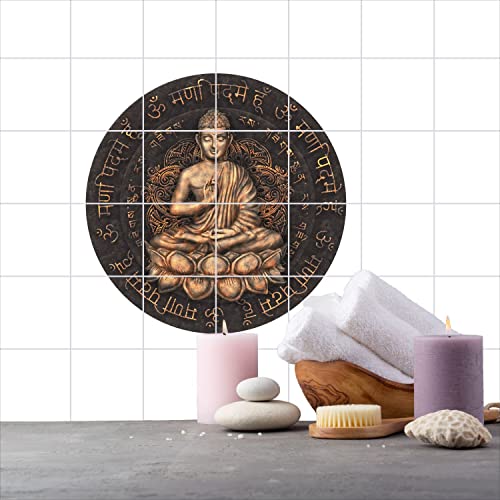 FoLIESEN Fliesenaufkleber - Deko-Bild für Bad, Küche, Badezimmer - Dekoration Fliesen-Bild selbstklebend - Buddha, Fliese - Bild (BxH):15x15 cm - 3 Stück von FoLIESEN