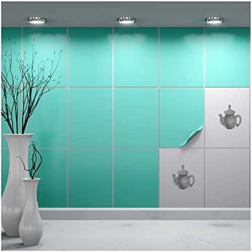 FoLIESEN Fliesenaufkleber einzeln 15x20 cm - Probe-Muster, Testmuster, Farbmuster - Fliesen-Folie selbstklebend - 1 Klebefliese zum Ausprobieren, .:Mint glänzend von FoLIESEN