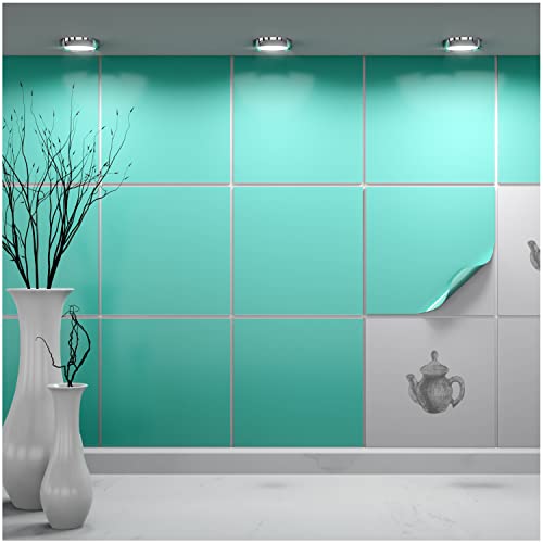 FoLIESEN Fliesenaufkleber einzeln 20x20 cm - Probe-Muster, Testmuster, Farbmuster - Fliesen-Folie selbstklebend - 1 Klebefliese zum Ausprobieren, .:Mint glänzend von FoLIESEN
