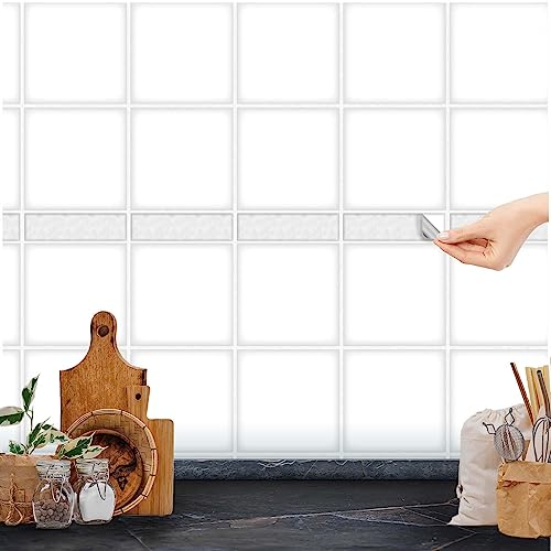 FoLIESEN - Fliesenaufkleber | selbstklebende Fliesen-Folie für Bad & Küche | Deko Klebe-Folie für Wandfliesen Küchenrückwand & Bordüren | white leaves, .:5x20 cm / 16-tlg. Set FoLIESEN - Fliesenaufkleber | selbstklebende Fliesen-Folie für Bad & Küche | Deko Klebe-Folie für Wandfliesen Küchenrückwand & Bordüren | white leaves, .:5x20 cm / 16-tlg. Set von FoLIESEN