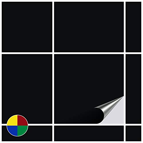 FoLIESEN - Fliesenaufkleber 15x15 cm | selbstklebende Fliesen-Folie für Bad & Küche | entfernbare Klebe-Folie für Wandfliesen Küchenrückwand & Bordüren | 80 Klebefliesen, .:Schwarz glänzend von FoLIESEN