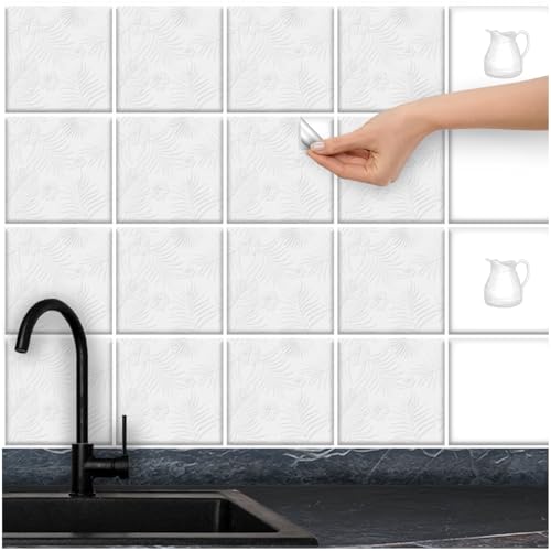 FoLIESEN - Fliesenaufkleber | selbstklebende Fliesen-Folie für Bad & Küche | Deko Klebe-Folie für Wandfliesen Küchenrückwand & Bordüren | white leaves, .:14.9x14.9 cm / 16-tlg. Set FoLIESEN - Fliesenaufkleber | selbstklebende Fliesen-Folie für Bad & Küche | Deko Klebe-Folie für Wandfliesen Küchenrückwand & Bordüren | white leaves, .:14.9x14.9 cm / 16-tlg. Set von FoLIESEN