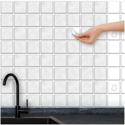 FoLIESEN - Fliesenaufkleber | selbstklebende Fliesen-Folie für Bad & Küche | Deko Klebe-Folie für Wandfliesen Küchenrückwand & Bordüren | white leaves, .:9.5x9.5 cm / 64-tlg. Set FoLIESEN - Fliesenaufkleber | selbstklebende Fliesen-Folie für Bad & Küche | Deko Klebe-Folie für Wandfliesen Küchenrückwand & Bordüren | white leaves, .:9.5x9.5 cm / 64-tlg. Set von FoLIESEN