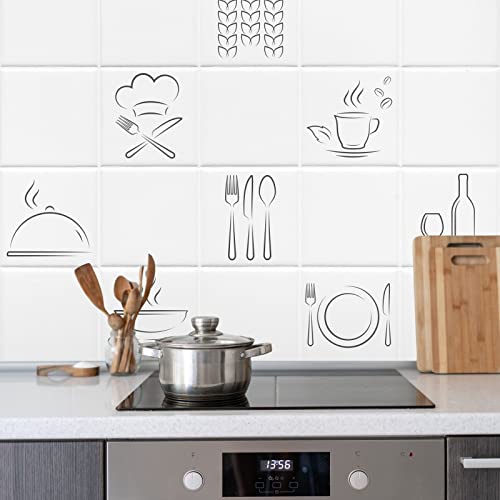 FoLIESEN Küchenrückwand Wand Deko - Fliesenaufkleber für moderne Küche - selbstklebend & wasserfest - Bild-Motive Kitchenworld, .:20x20 cm / 16-tlg. Set von FoLIESEN