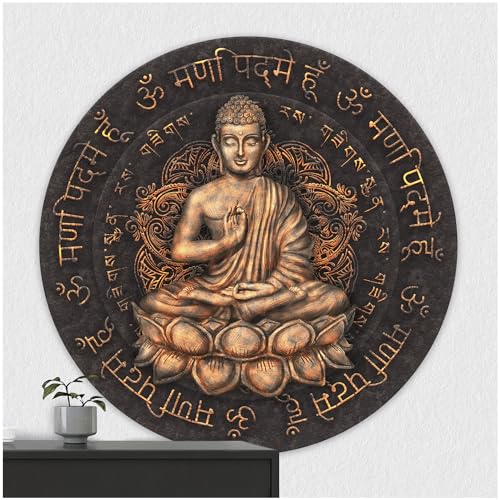 FoLIESEN - Wandaufkleber - Türaufkleber I selbstklebendes Poster für Tür & Wand I runder Wand-Sticker I Wandtatto I Wandbild Buddha, Ø 60cm von FoLIESEN