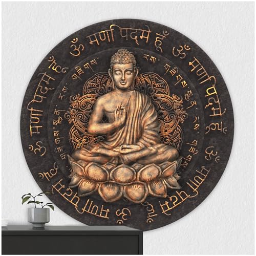 FoLIESEN - Wandaufkleber - Türaufkleber I selbstklebendes Poster für Tür & Wand I runder Wand-Sticker I Wandtatto I Wandbild Buddha, .:Ø 60cm von FoLIESEN
