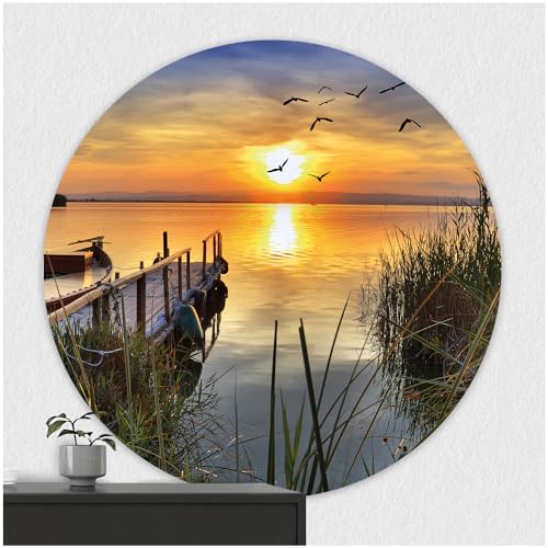 FoLIESEN - Wandaufkleber - Türaufkleber I selbstklebendes Poster für Tür & Wand I runder Wand-Sticker I Wandtatto I Wandbild Sonnenuntergang, .:Ø 40cm von FoLIESEN