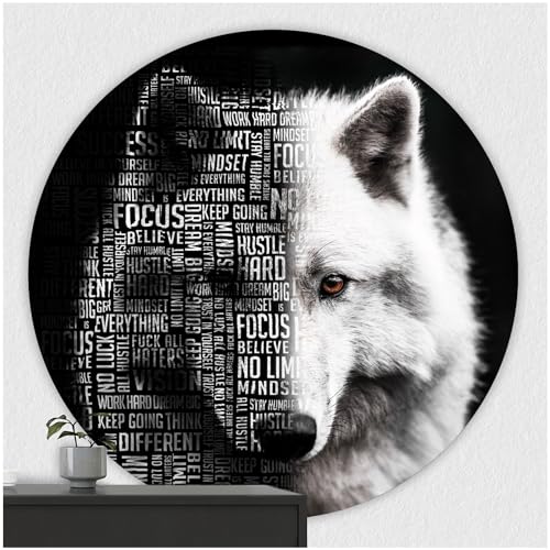 FoLIESEN - Wandaufkleber - Türaufkleber I selbstklebendes Poster für Tür & Wand I runder Wand-Sticker I Wandtatto I Wandbild Wolf Mindset, Ø 120cm von FoLIESEN